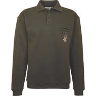  Hubertus Langarm Polo-Sweatshirt oliv 
