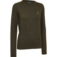 DEERHUNTER Lady Harrrington Zopfmuster Strickpullover Forest Ember Melange