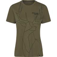 SEELAND Deer On Line T-Shirt Damen Military Olive
