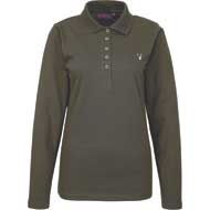 HUBERTUS Damen Langarm Polo-Shirt oliv
