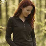 HUBERTUS Damen Langarm Polo-Shirt oliv 2