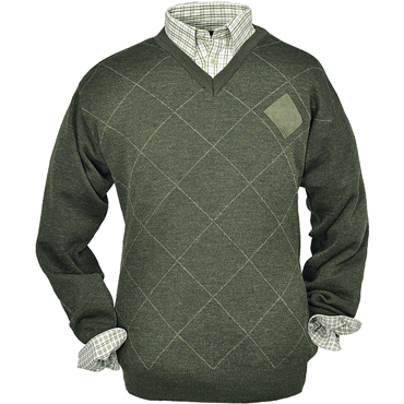 Hubertus V-Hals Pullover oliv