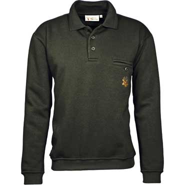  Hubertus Langarm Polo-Sweatshirt oliv 