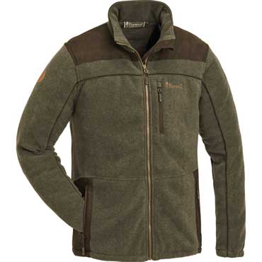 Pinewood Prestwick Exklusiv Fleece Jacke Oliv melange/Wildlederbraun