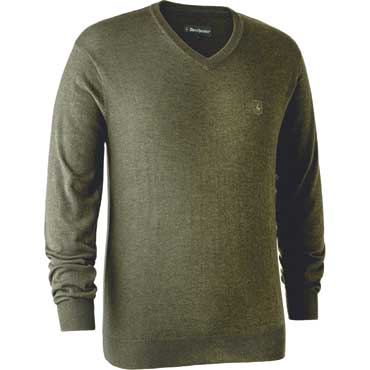 DEERHUNTER Kingston Pullover mit V-Ausschnitt Green Melange