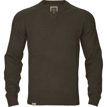 HRKILA Vincent Merino Pullover mit V-Ausschnitt Demitasse brown