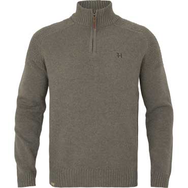 H�RKILA Vincent Merino-Pullover mit halbem RV Dark sand
