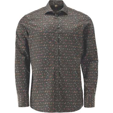 TOM COLLINS Herren Langarmhemd Slim Fit oliv