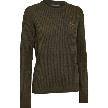 DEERHUNTER Lady Harrrington Zopfmuster Strickpullover Forest Ember Melange