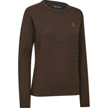 DEERHUNTER Lady Harrrington Zopfmuster Strickpullover Brown Melange