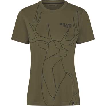 SEELAND Deer On Line T-Shirt Damen Military Olive