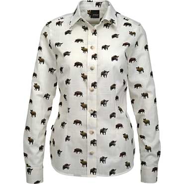 SKOGEN Damen Langarm-Bluse Schwein Multicolor