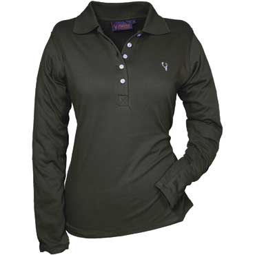 HUBERTUS Damen Langarm Polo-Shirt oliv