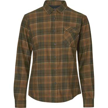 SEELAND Skye Highseat Bluse Women Grizzly Brown/Terracotta Check