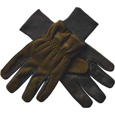 DEERHUNTER Fleecehandschuhe mit Leder Art Green