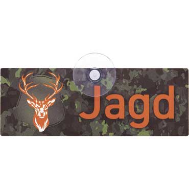 WILDE HILDE Autoschild mit Saugnapf ''Jagd camo orange''